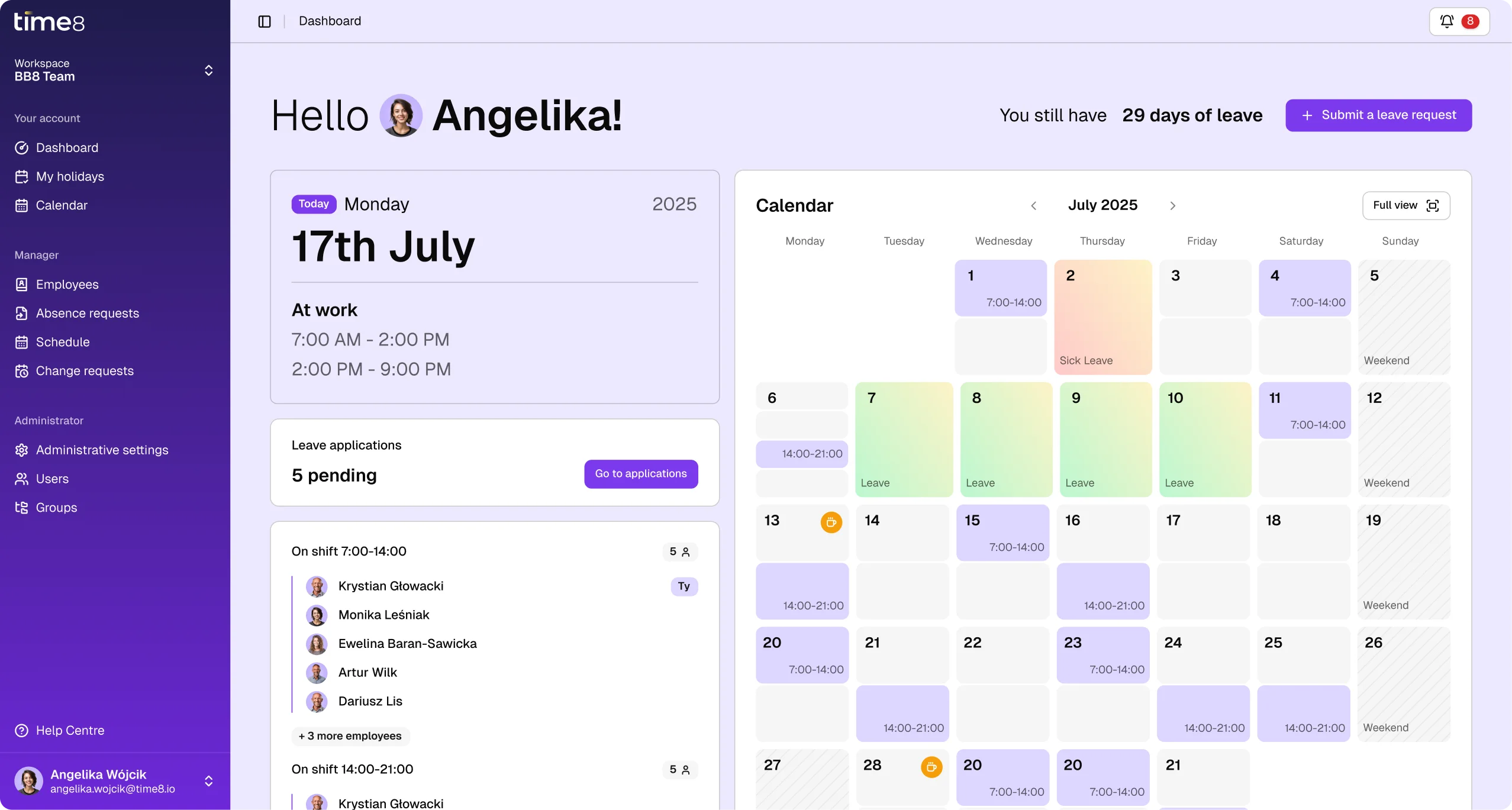 Time8 Dashboard