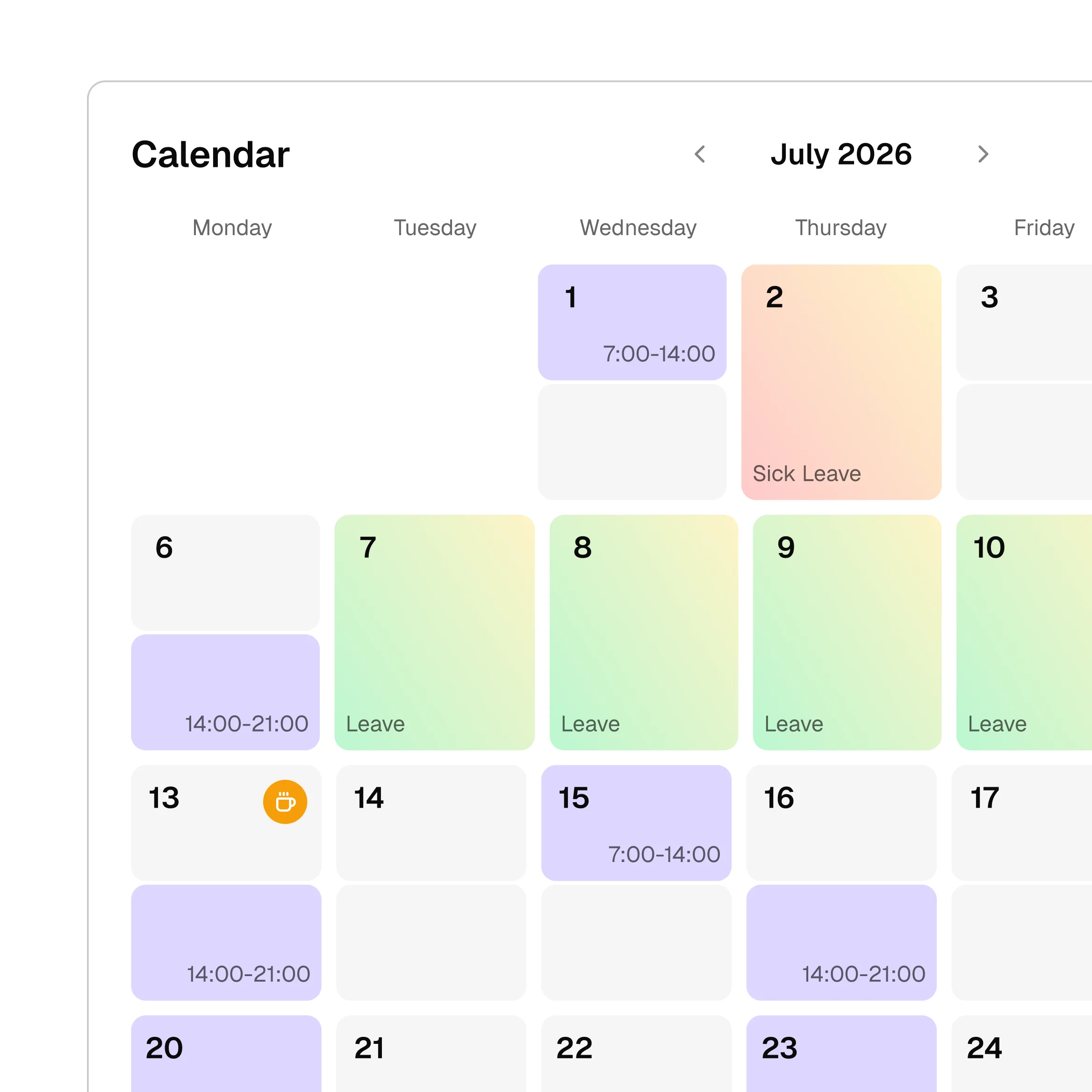 You create a team schedule