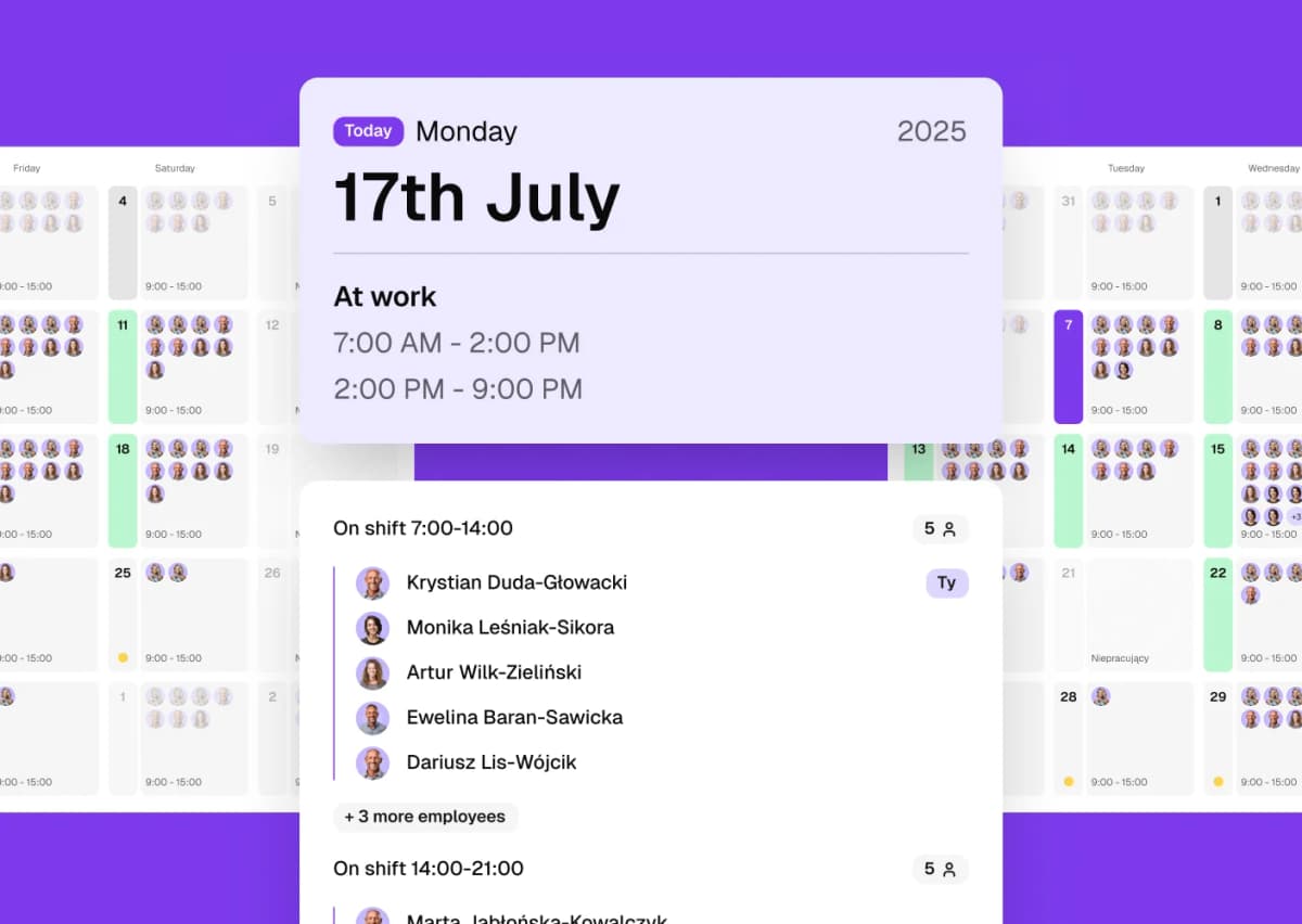 Team calendar view in Time8