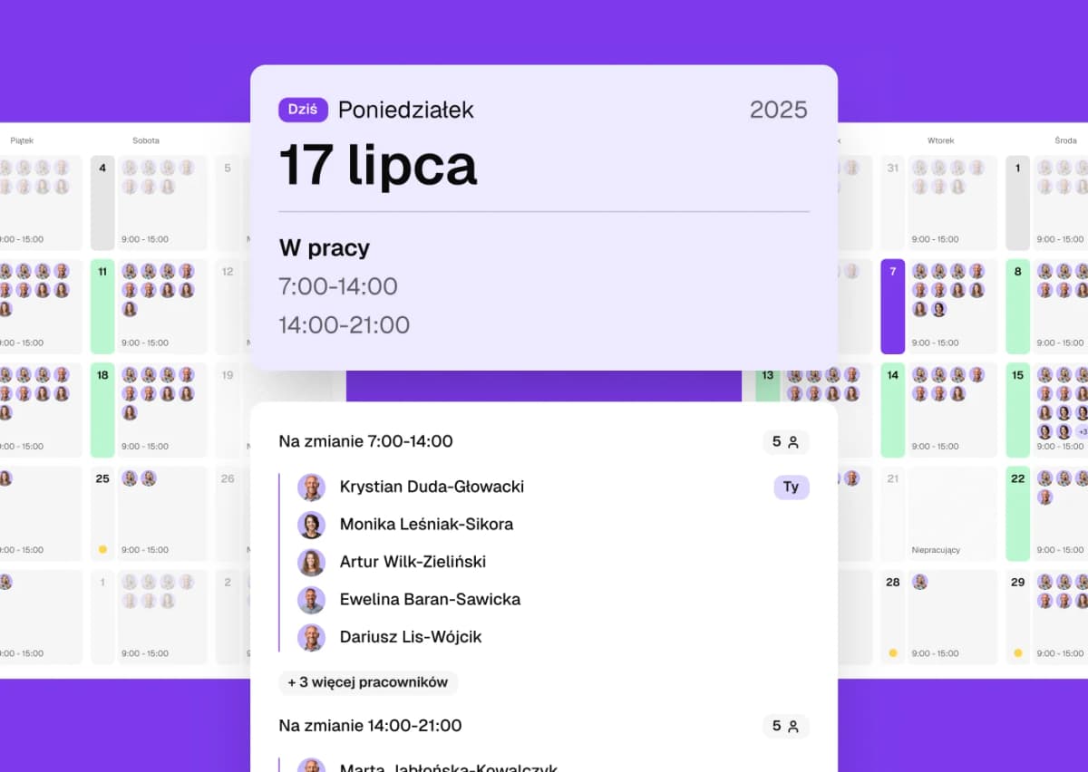 Widok kalendarza zespolowego w Time8