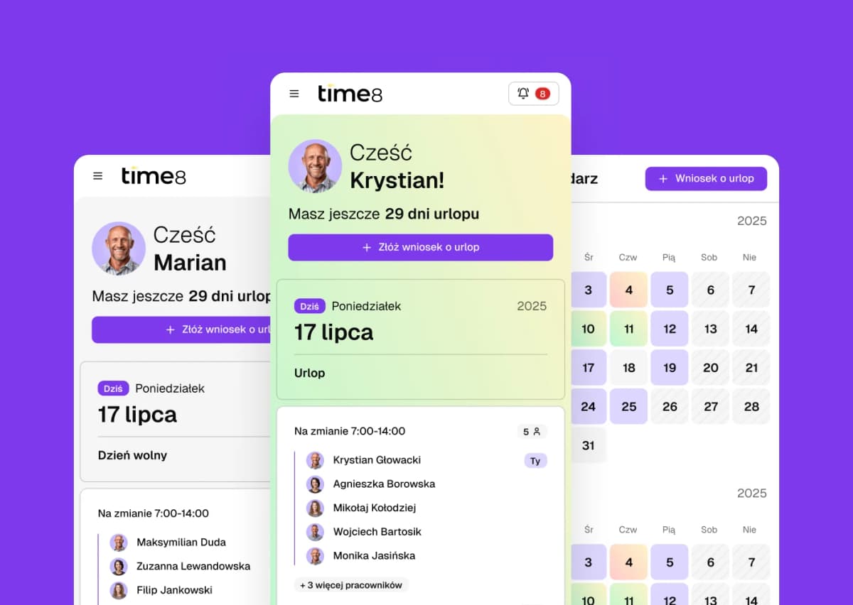 Mobilny dostep do grafiku pracy w Time8